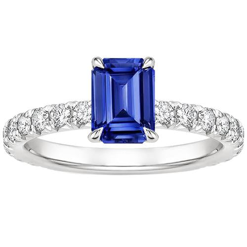 Women Solitaire Ring With Accents Blue Sapphire & Diamond 4.50 Carats
