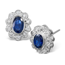 Women Studs Earring Sapphire And Diamonds 3 Ct White Gold
