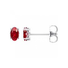 Women Studs Earrings Red Ruby Oval Cut 3 Carats White Gold 14K