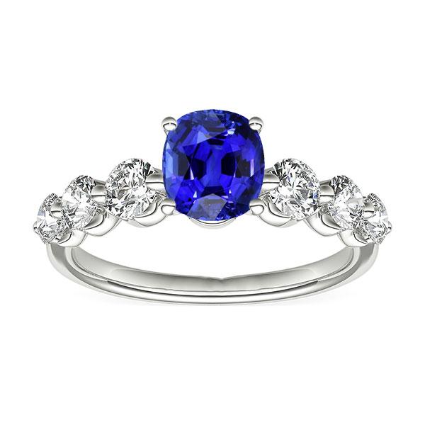 Women's Anniversary Ring Round Diamond & Sapphire Gemstone 2.50 Carats