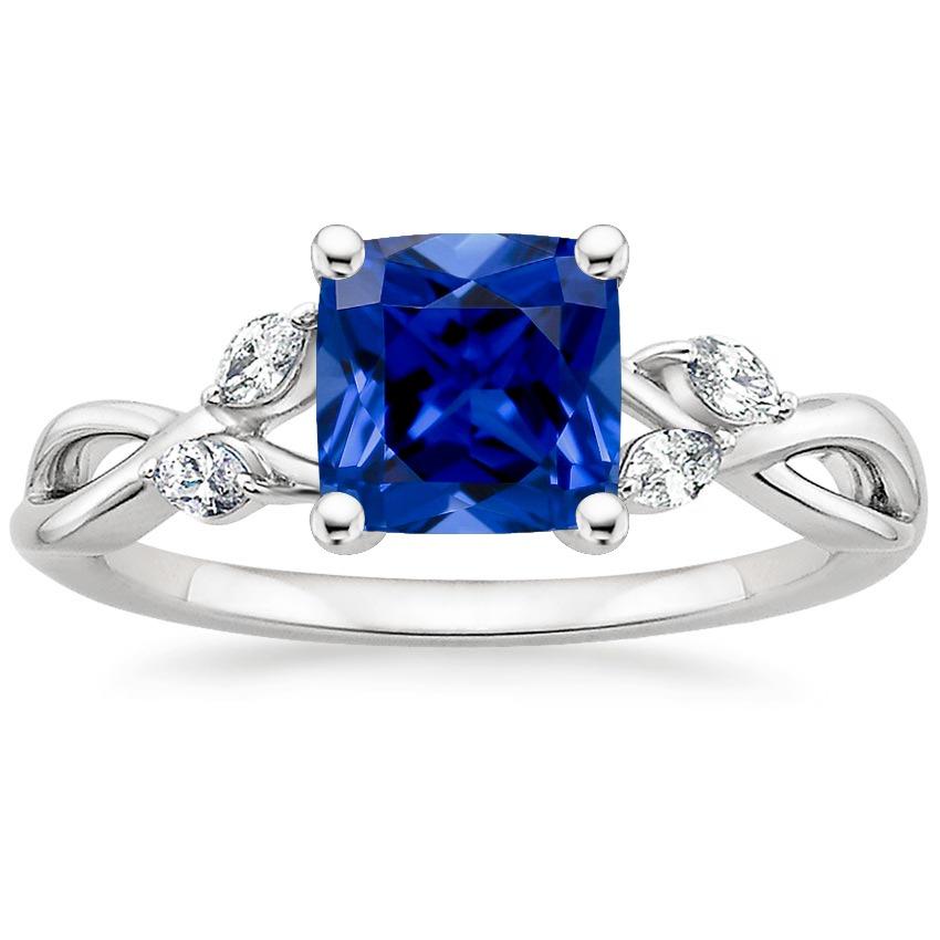 Womens Diamond Marquise & Cushion Sapphire Ring Five Stone 2.75 Carats