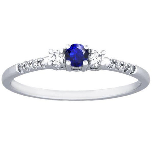 Women's Diamond Ring 1.50 Carats 3 Stone Style Blue Sapphire Round Cut