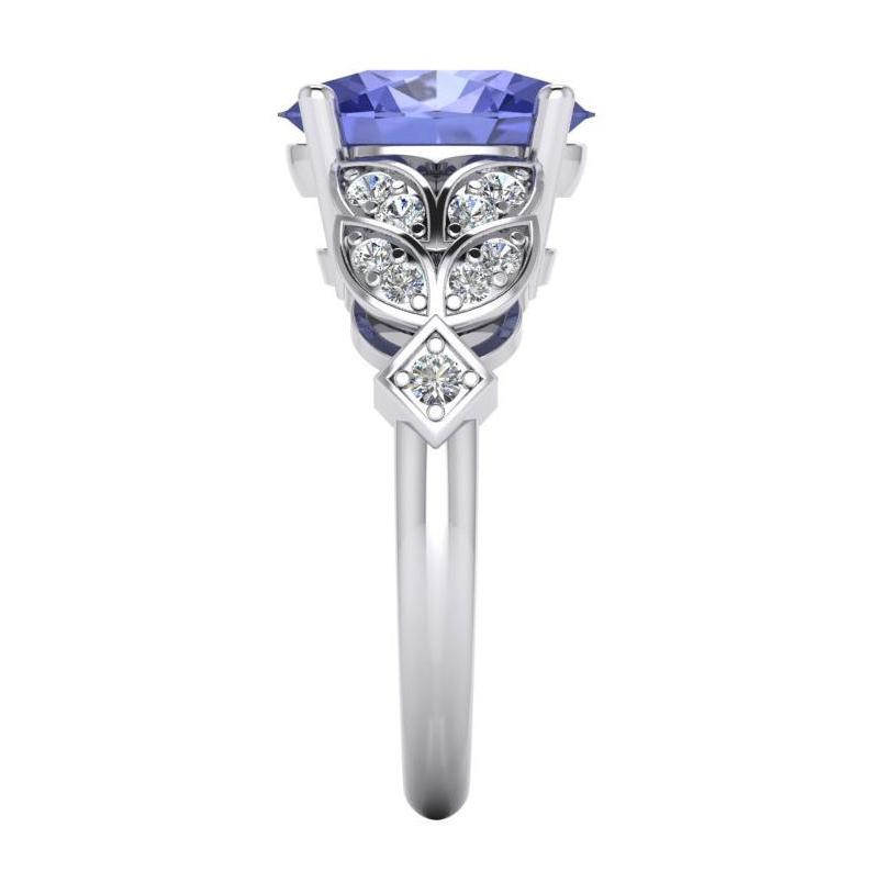 Women's Diamond Ring White Gold Oval Tanzanite Gemstone 6.65 Carats