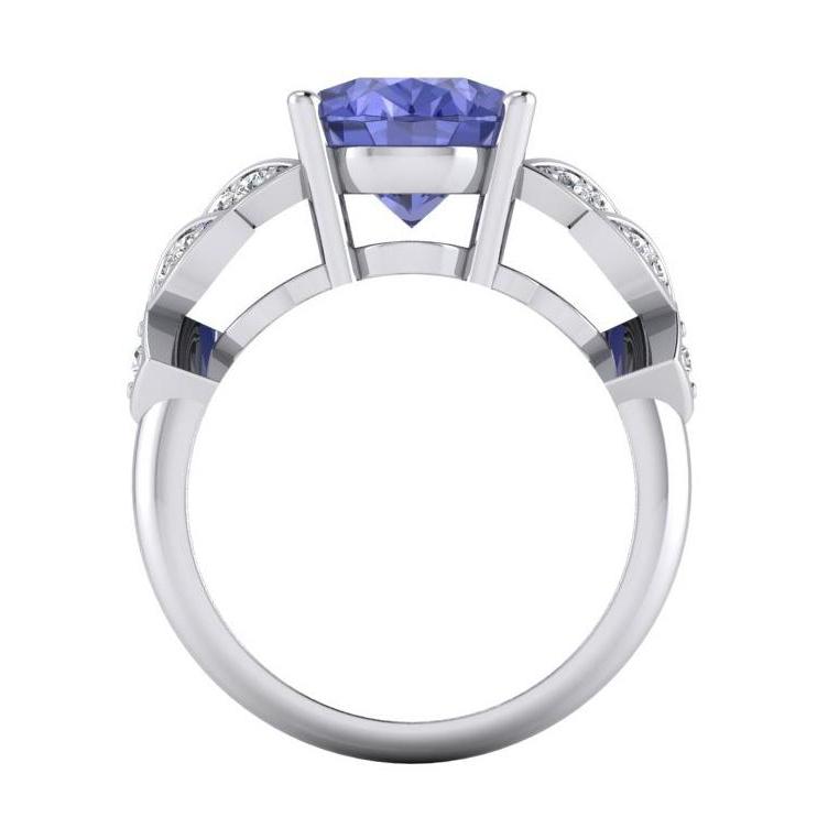 Women's Diamond Ring White Gold Oval Tanzanite Gemstone 6.65 Carats