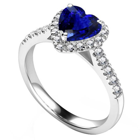 Women's Gemstone Jewelry Ceylon Sapphire Halo Diamond Ring 3.50 Carats