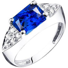 Women's Gold Diamond Anniversary Blue Sapphire Fancy Ring 3.50 Carats