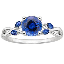 Women's Ring Round & Marquise Ceylon Sapphire Gemstones 2.50 Carats