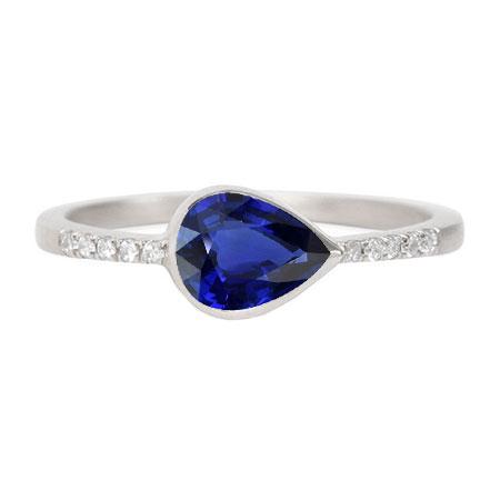 Women's Solitaire Sapphire Ring With Accents Bezel Set 2.50 Carats