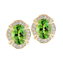 Yellow Gold 14K 12.40 Carats Tourmaline With Diamonds Earrings