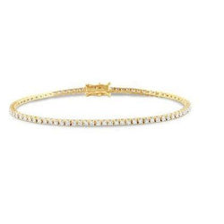 Yellow Gold 14K 2.40 Carats Small Round Diamond Lady Tennis Bracelet