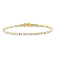 Yellow Gold 14K 2.40 Carats Small Round Natural Earth Mined Diamond Lady Tennis Bracelet