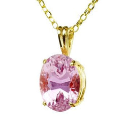 Yellow Gold 14K 34 Carat Big Pink Kunzite Pendant Necklace New