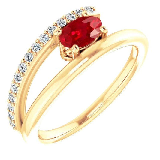Yellow Gold 14K Ruby And Diamonds 2.60 Carats Ring New
