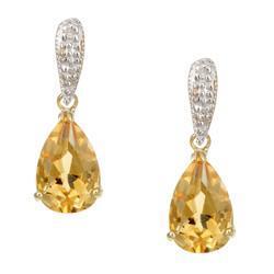 Yellow Gold 42.50 Ct Citrine And Diamonds Lady Dangle Earrings