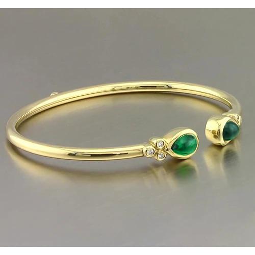 Yellow Gold Green Emerald Gemstone Bracelet 2.30 Carats Women Jewelry New