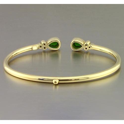 Yellow Gold Green Emerald Gemstone Bracelet 2.30 Carats Women Jewelry New