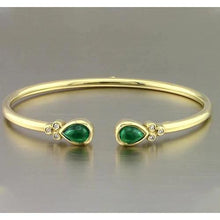 Yellow Gold Green Emerald Gemstone Bracelet 2.30 Carats Women Jewelry New