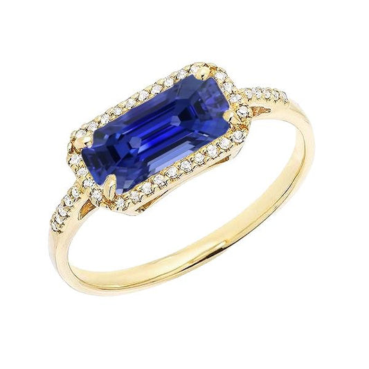 Yellow Gold Halo Emerald Ceylon Sapphire Wedding Ring 4.50 Carats