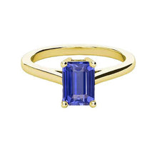 Yellow Gold Solitaire Ring Emerald Ceylon Sapphire Gemstone 2 Carats