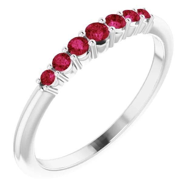 Anniversary Band Burmese Rubies 1 Carat 14K White Gold Jewelry
