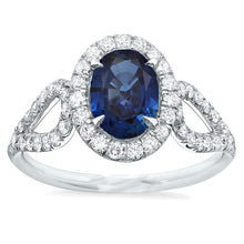 Big Ceylon Sapphire With Diamonds Wedding Ring 5 Carat White Gold 14K