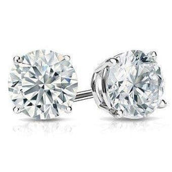 Big Round Natural Earth Mined Diamond Stud Women Earring White Gold 6 Ct