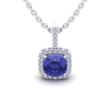 Big Tanzanite And Diamonds 19 Ct Pendant Necklace White Gold 14K