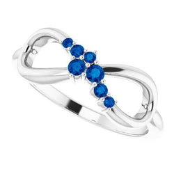 Blue Sapphire Promise Ring Infinity 1 Carat White Gold 14K Jewelry