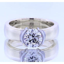 Classic Style 1 Carat Round Diamond Half Bezel Men's Ring