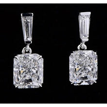 Diamond Drop Earrings 5 Carats Radiant Cut White Gold 14K