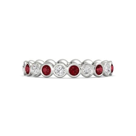Diamond Eternity Band 1 Carat Burmese Ruby 14K White Gold Jewelry