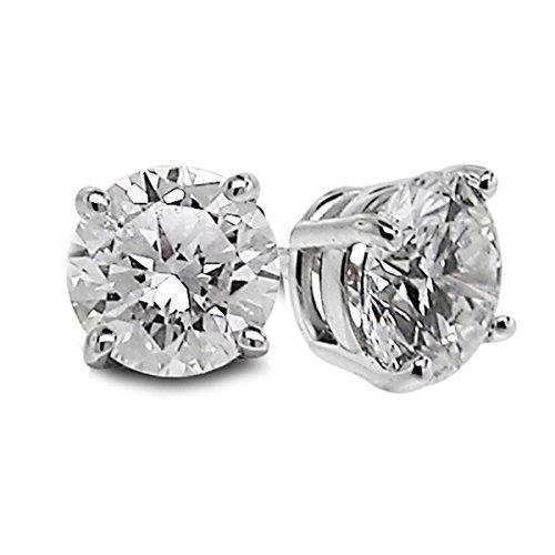 Diamond Stud Earring Solid White Gold 14K Lady Fine Jewelry 2 Carats