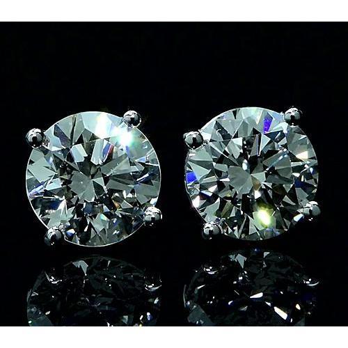 Diamond Stud Earrings 6 Carats White Gold 14K