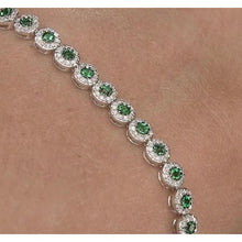 Diamond Tennis Bracelet 12 Carats Green Sapphire Prong Set