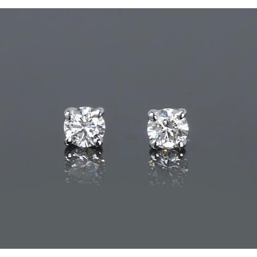 Four Prong Round Diamond 1 Carat Stud Earrings White Gold 14K