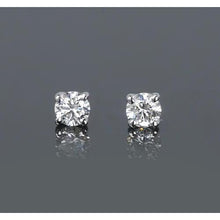 Four Prong Round Diamond 1 Carat Stud Earrings White Gold 14K