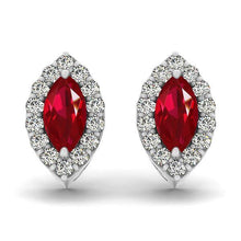 Prong Set Marquise Ruby With Round Diamonds 6 Ct Studs Earrings