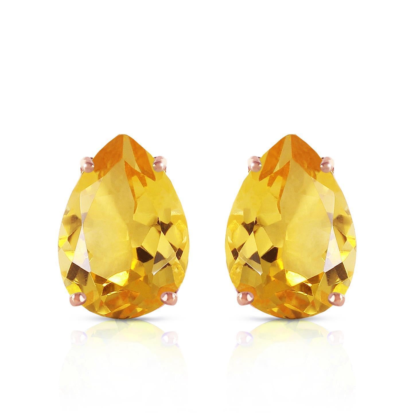 Prong Set Pear Cut 41 Ct Citrine Studs Earrings Yellow Gold 14K