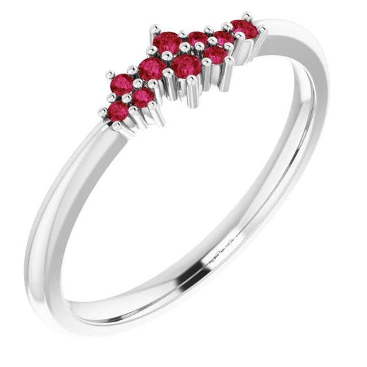 Prong Setting Ring Ruby Stones White Gold 14K 1 Carat