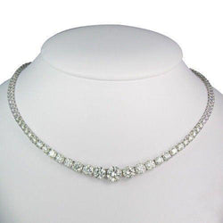 Round Brilliant Cut 32 Ct Natural Earth Mined Diamonds Ladies Necklace White Gold 14K