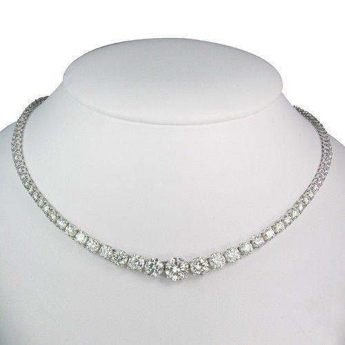 Round Brilliant Cut 32 Ct Diamonds Ladies Necklace White Gold 14K