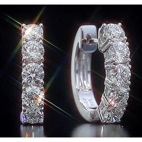 Round Diamond Hoop Earring 2 Carats Jewelry Vs1 F