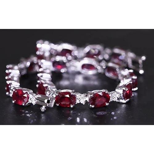 Ruby Diamond Tennis Bracelet 16 Carats Women Jewelry New