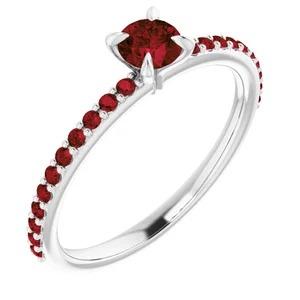 Ruby Ring 2 Carats White Gold 14K Prong Style