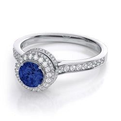 Sapphire And Natural Earth Mined Diamond Wedding Ring Jewellery Gold White 3 Ct Round Cut