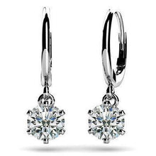 Six Prong Setting Round Cut 2 Carats Diamond Drop Earring White Gold