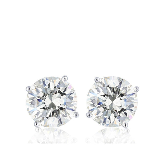 Solitaire Round Cut 2 Carats Diamond Stud Earring White Gold 14K