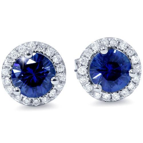 Sri Lanka Blue Sapphire Diamond Stud Earring Gold Jewelry 5 Carats