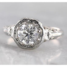 Tapered Shank Style Round Diamond Ring White Gold 14K 1 Carat
