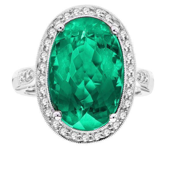 Tourmaline And Diamonds 22 Carats Wedding Ring Gold White 14K